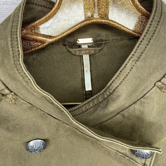 Free People Olive Military Jacket Peplum Hem - Picture 5 of 8